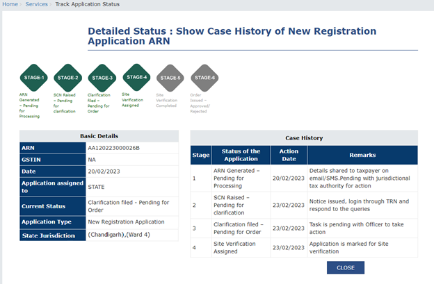 GST registration status Online check